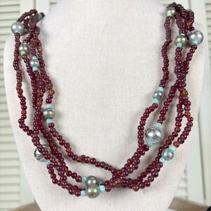 Vintage Sundance Heritage Carnelian Multi Strand Necklace Silver SpacerBeads